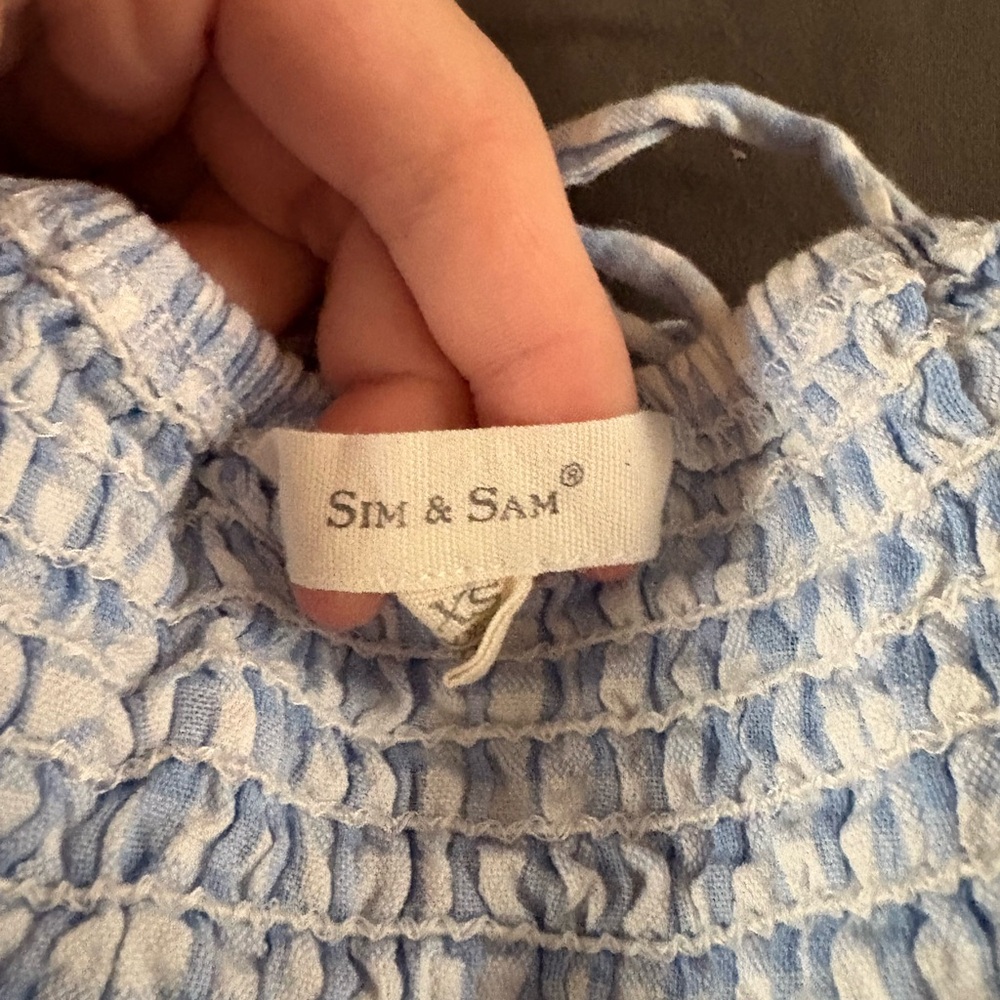 Sim & Sam Blue and White Smocked Top